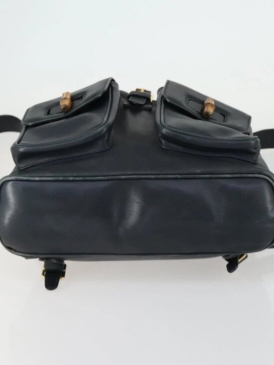 GUCCI Bamboo Backpack Leather Black Gold 003 2058 0016 Auth 156418 main image 8
